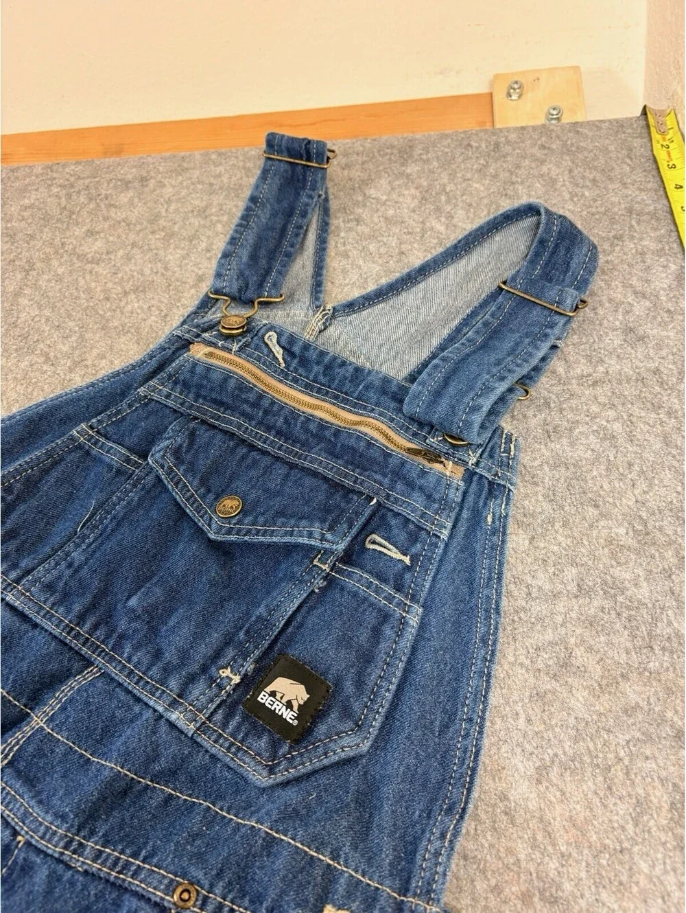 Berne Bib Overalls Mens XL Blue Denim Carpenter Workwear Utility